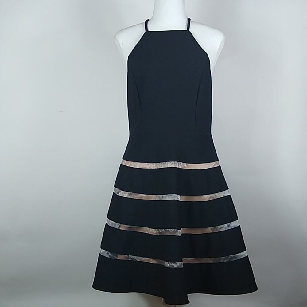 City Studio Black Halter Fit & Flare Dress